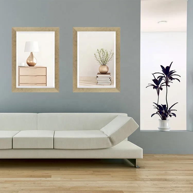 2024 Hot Sale Rustic Solid 3D Wood Framed Wall Hanging Vanity Bathroom Mirror