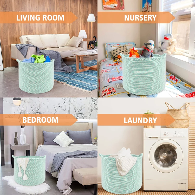 Woven Basket Cotton Rope Storage Basket Woven Finishing Basket