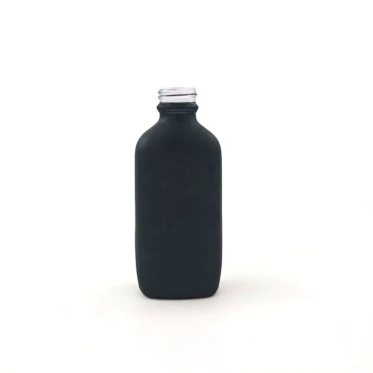 custom logo flat shampoo bottle 100ml frosted shampoo 24/400 skin serum bottles cosmetic with aluminum lid Screw top cap black
