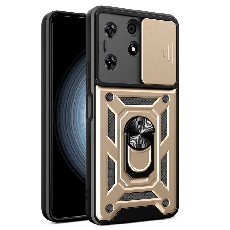 Phone Case PC TPU Anti Scratch for Tecno Spark 10 Pro Slide Lens Protection Kickstand Cover