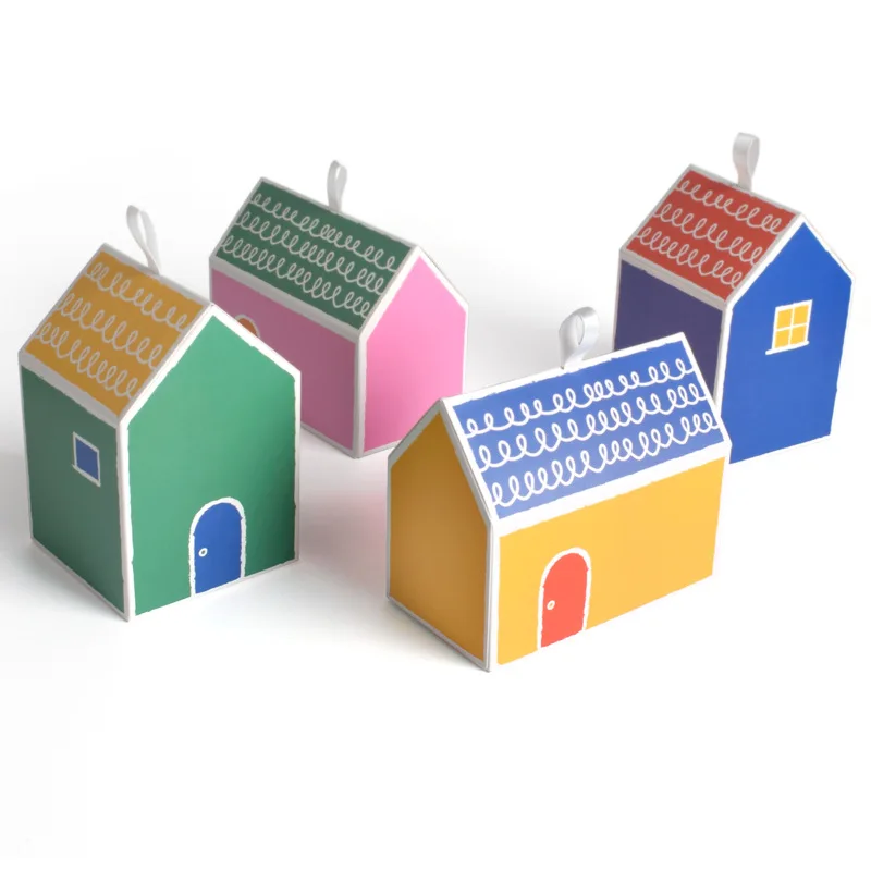 Exquisite Colorful Little House Gift Boxes Cookie Box House Shape Candy Box For Birthday Party Supplies