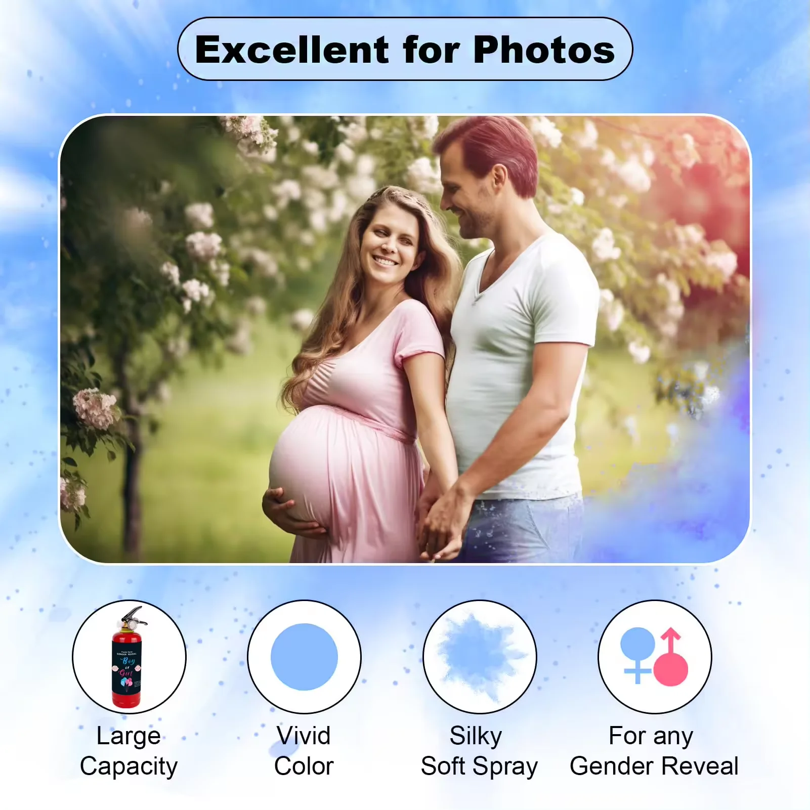 Big Holi Gender Reveal Girl or Boy Baby Shower Biodegradable 500g Party Extinguisher Powder Smoke Blaster Spray