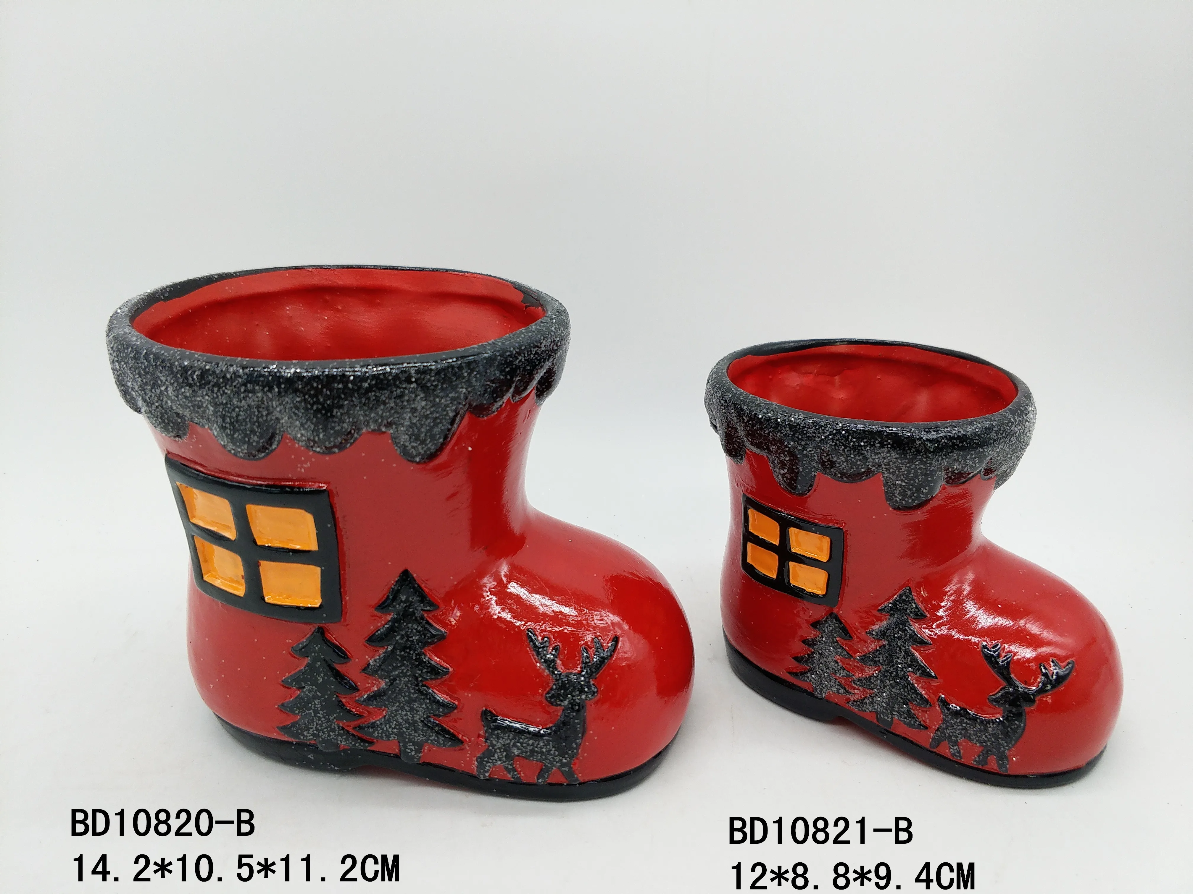 Xmas Decorative Ceramic Boot-Shaped Planters for Garden or Outdoor Chic Design for Kitchen or Room Live Flower Pot