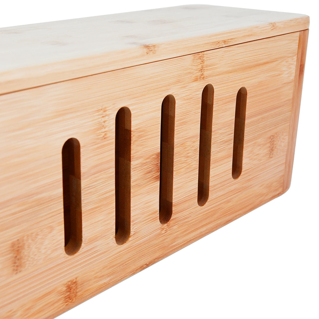 Bamboo Wood Cable Management Box Power Strips Organizer