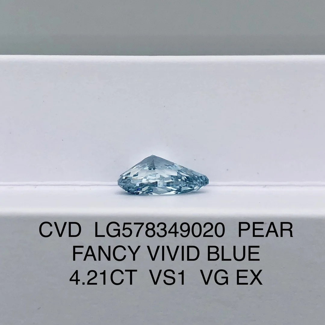IGI Certified CVD Lab Grown Diamond Synthetic Fancy Vivid Blue Pear Cut Diamonds For Jewlery