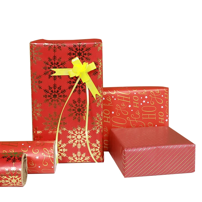 Factory New Design Paper Roll Free Sample Wrapping Paper Hot Foil Stamping Gift Paper