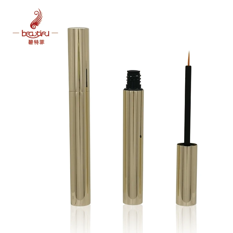 Low MOQ 2ml 3ml 4ml empty aluminum glossy or matte gold,silver,rose gold eyelash and eyebrow serum slim bottles tubes container