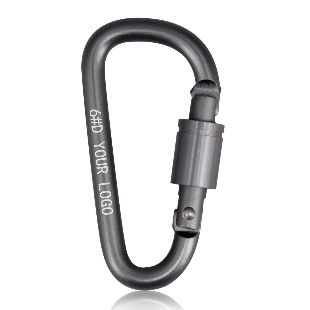 BAICHAO 6#D shaped grey screw lock aluminum alloy metal key chain ring clip caribeaner hook for tent/guitar/water bottle/gloves