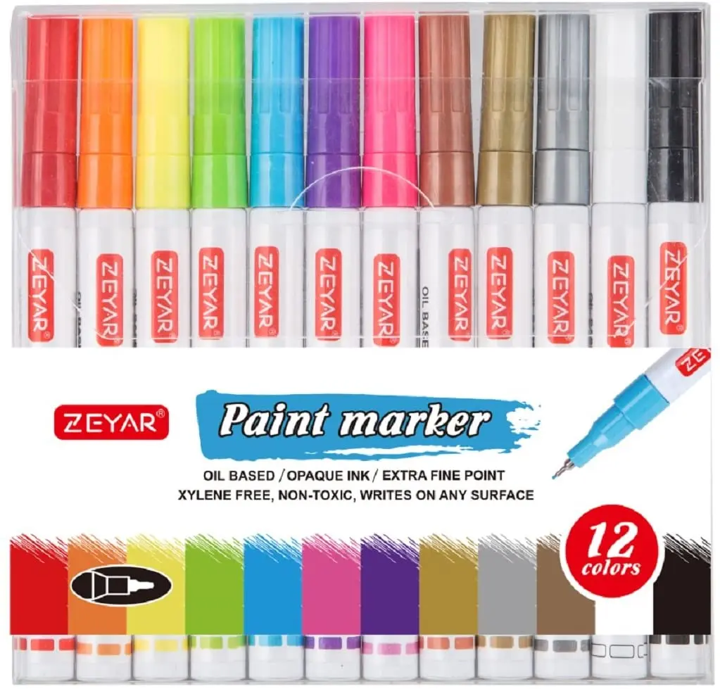Customization ZEYAR oil based Paint Marker Extra Fine Point Permanent&Waterproof Ink Works on Rock Wood Glass