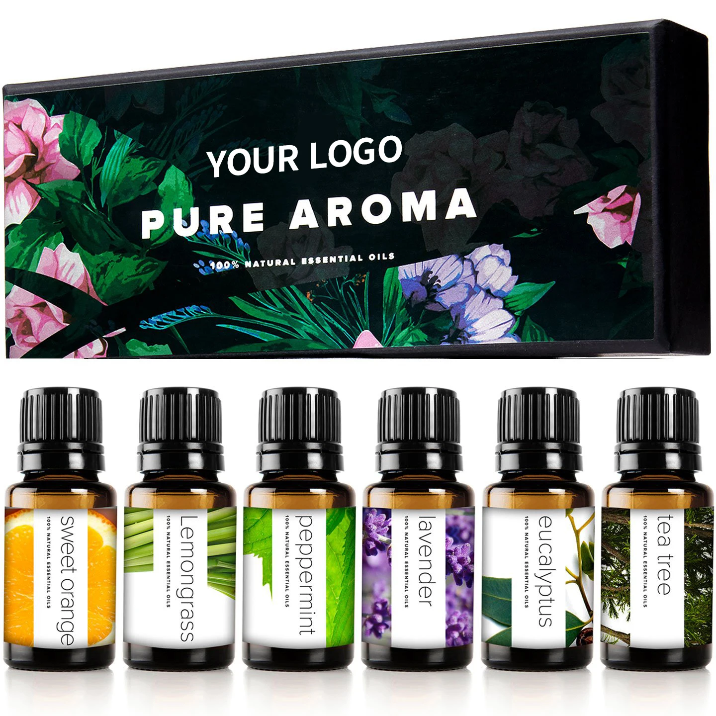 AMBER BROWN BOTTLES 10ML WITH DROPPER 6 PACK  BY PURE AROMA 100% AROMATHERAPY OILS GIFT SET THERAPEUTIC GRADE ESSENTIAL OILS KIT