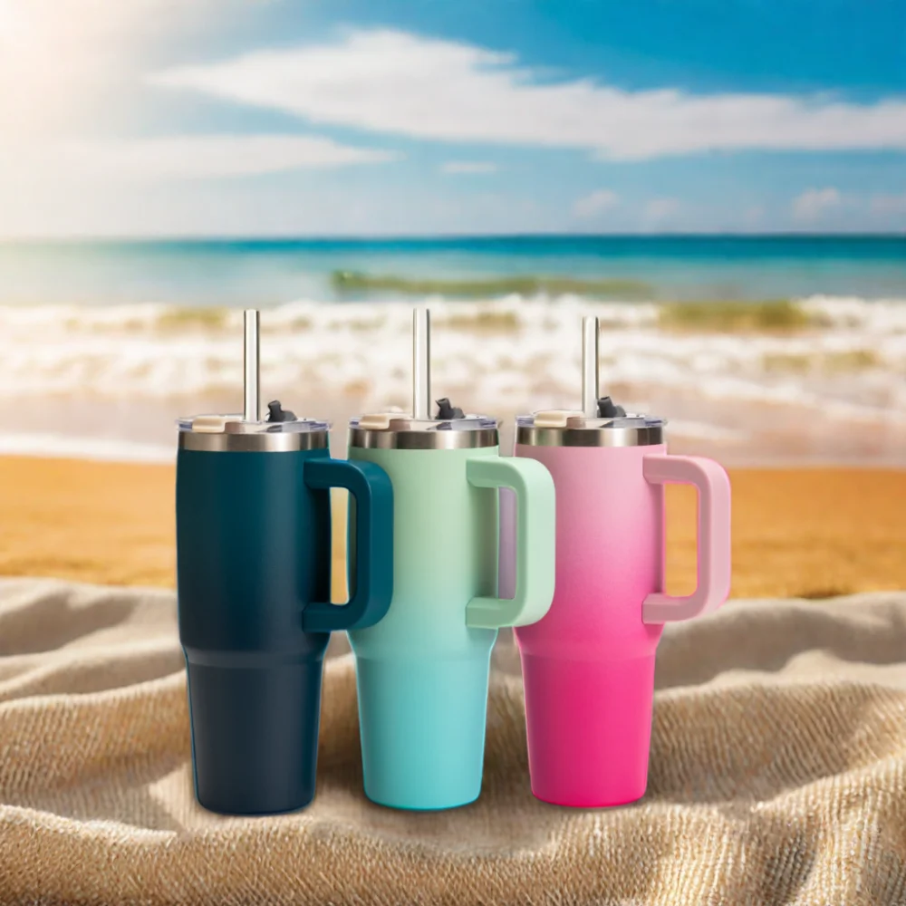 Custom Double Wall Rainbow Colour Shimmer Gradient Tumbler Mug 40 Oz With Handle Gradient