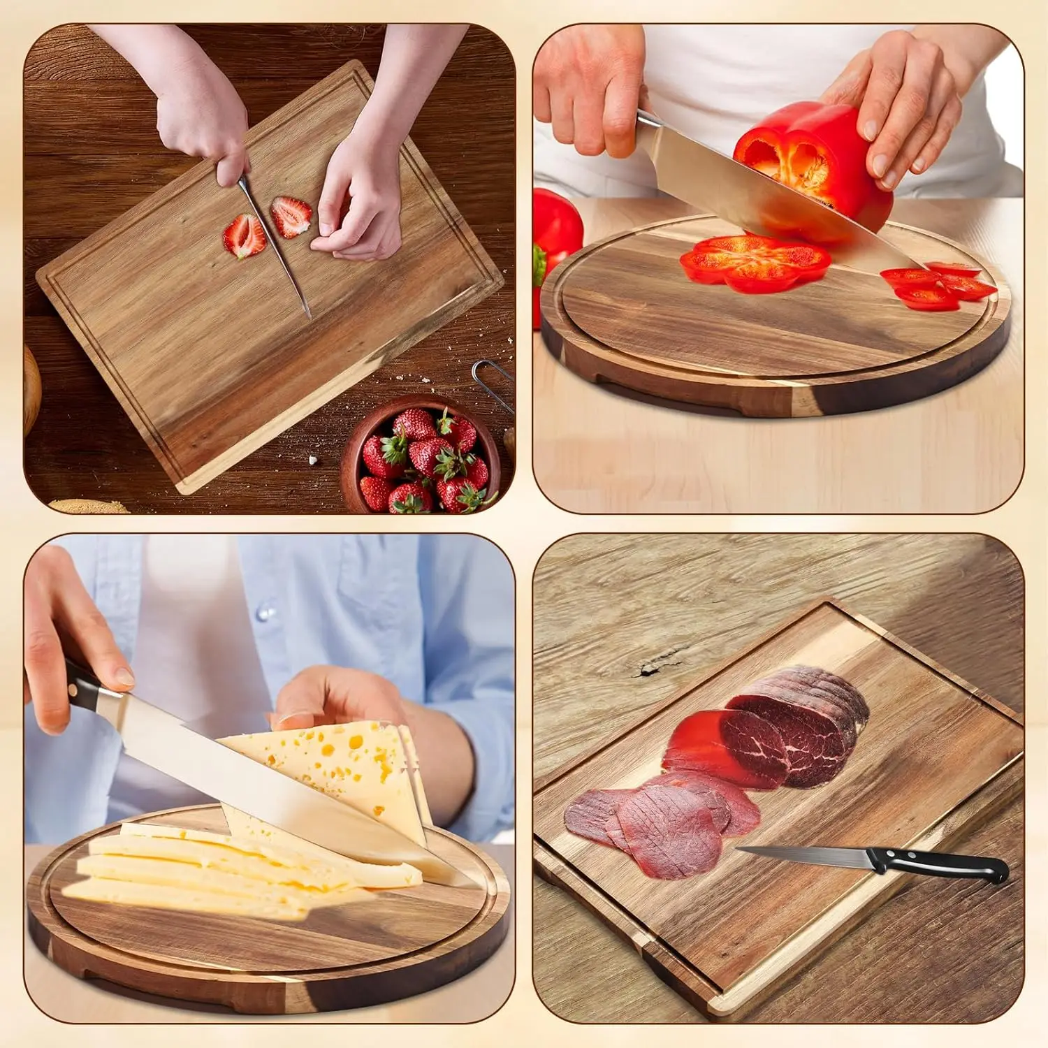 Wood Cutting Board Rectangle Square Acacia Wood And Cutting Cheese Board Chopping Board Hot Sale Products