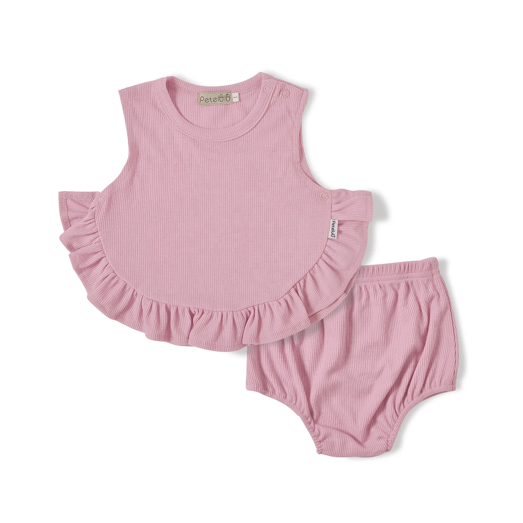 Guangzhou Petelulu Toddler Girl Clothes Casual Infants Girls Clothing Ruffle Ribbed Kids Sets Two Piece Weekly Deals