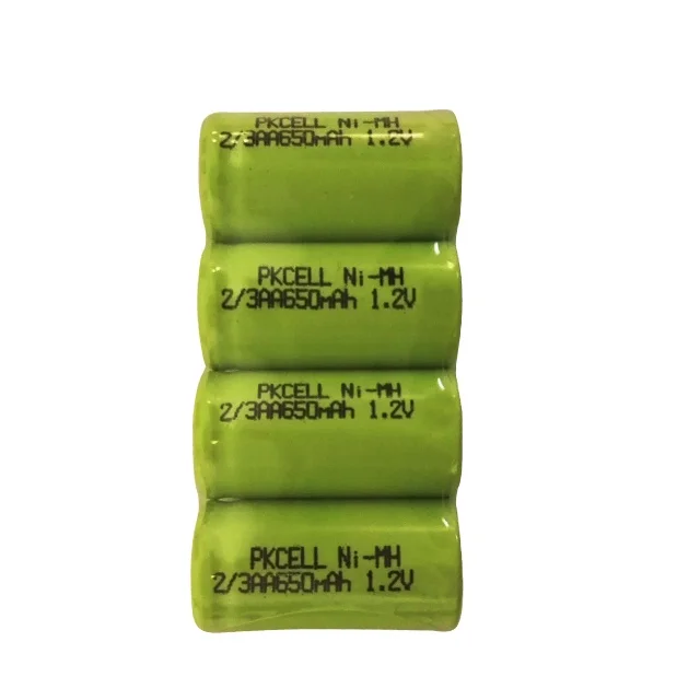 Pkcell Bulk Package Cheap 1.2v 2/3aa 650 MAh Ni Mh Battery for Model Car customized Pack smart Door Lock home Appliance