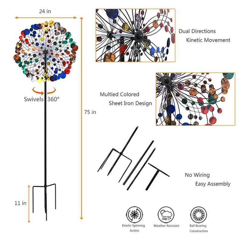 Hourpark hot selling wind spinners double bold kinetic wind spinners for sale