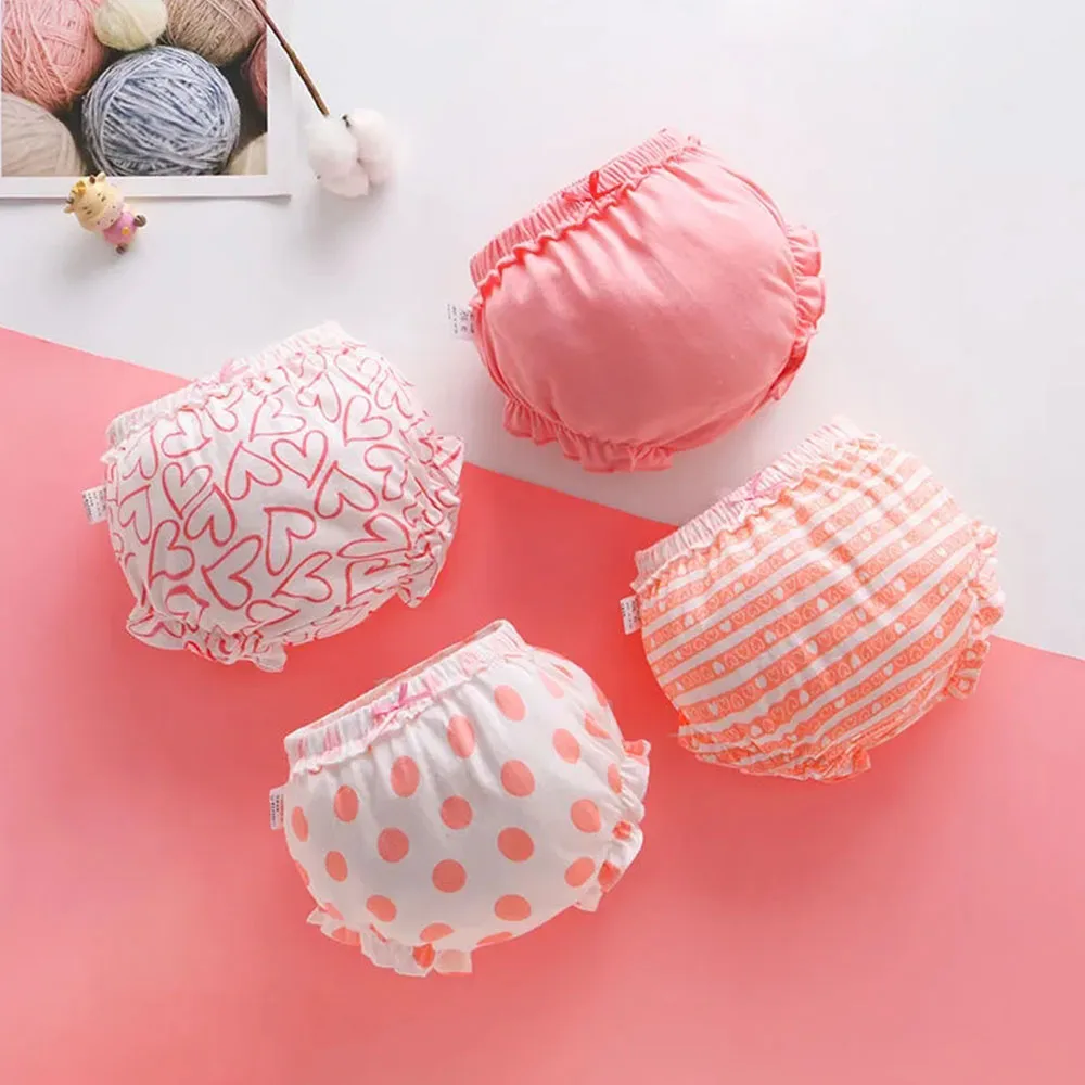 Bear Leader 4Pcs Baby Girls Underwear ComfortSoft Waistband Boxer Briefs Cotton Panties Cute Panties Polka Dot Stripe Underwear