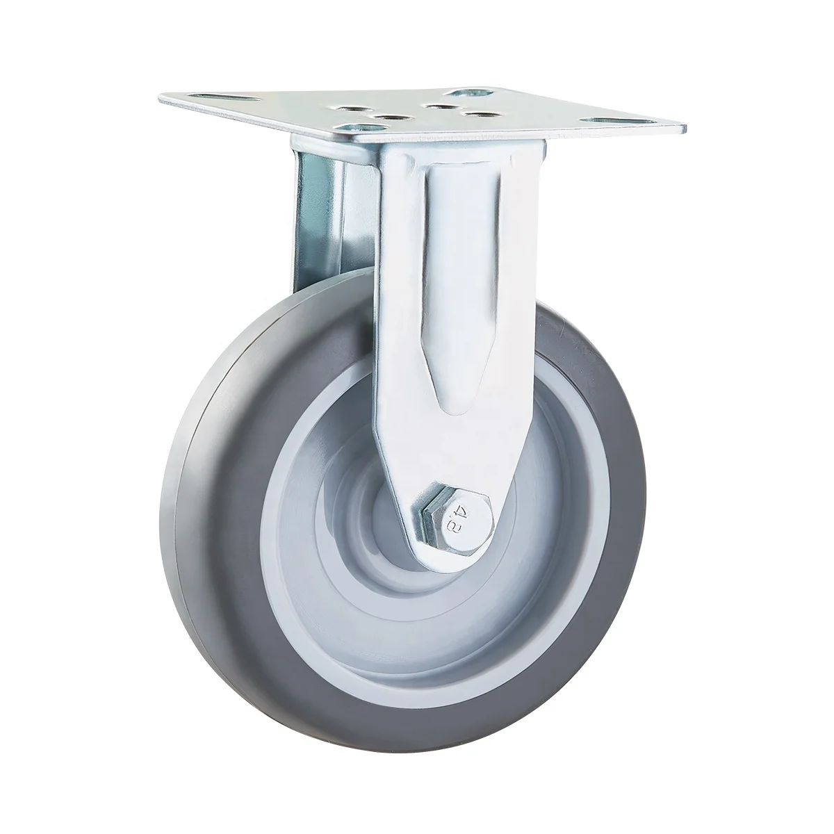 Bolt caster wheel with brake 4inch grey TPR swivel rubber roller 100mm castor with lock