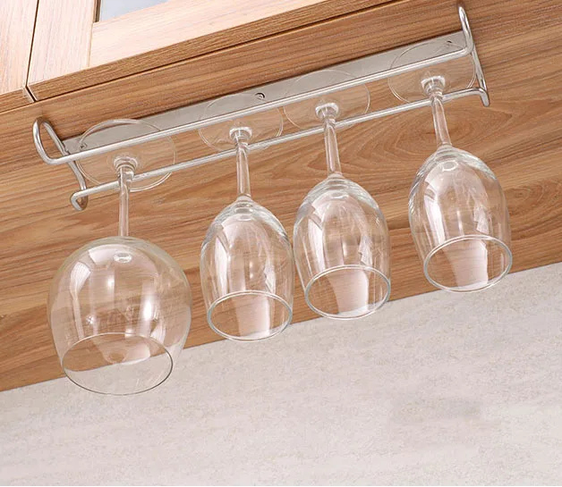 OEM/ODM Under Cabinet Display Hanging Shelf Stemware Racks Bar Metal Wine Glass Holder stainless steel Goblet Rack