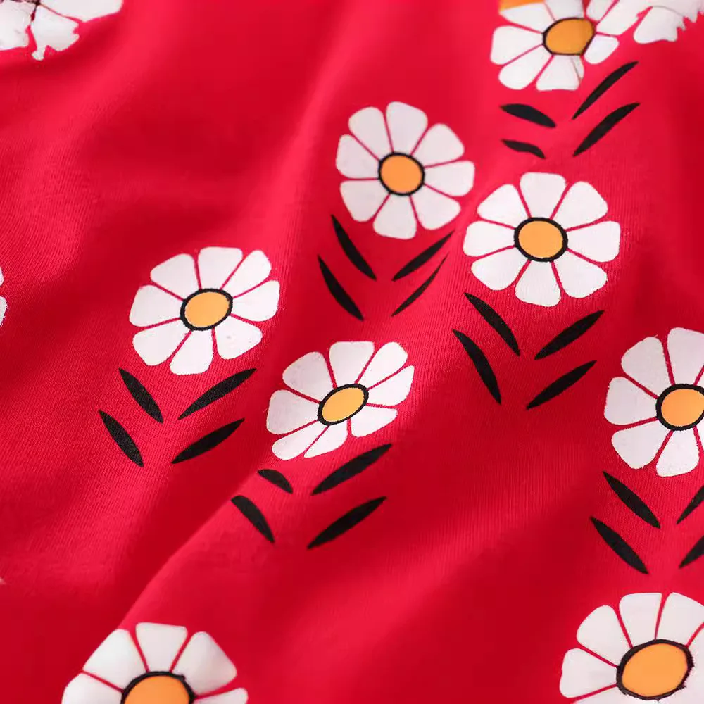 Cartoon Girl Dress Organic Cotton Soft  Girls Dresses  Custom Printed  Bamboo Kids Dress Baby Clothes