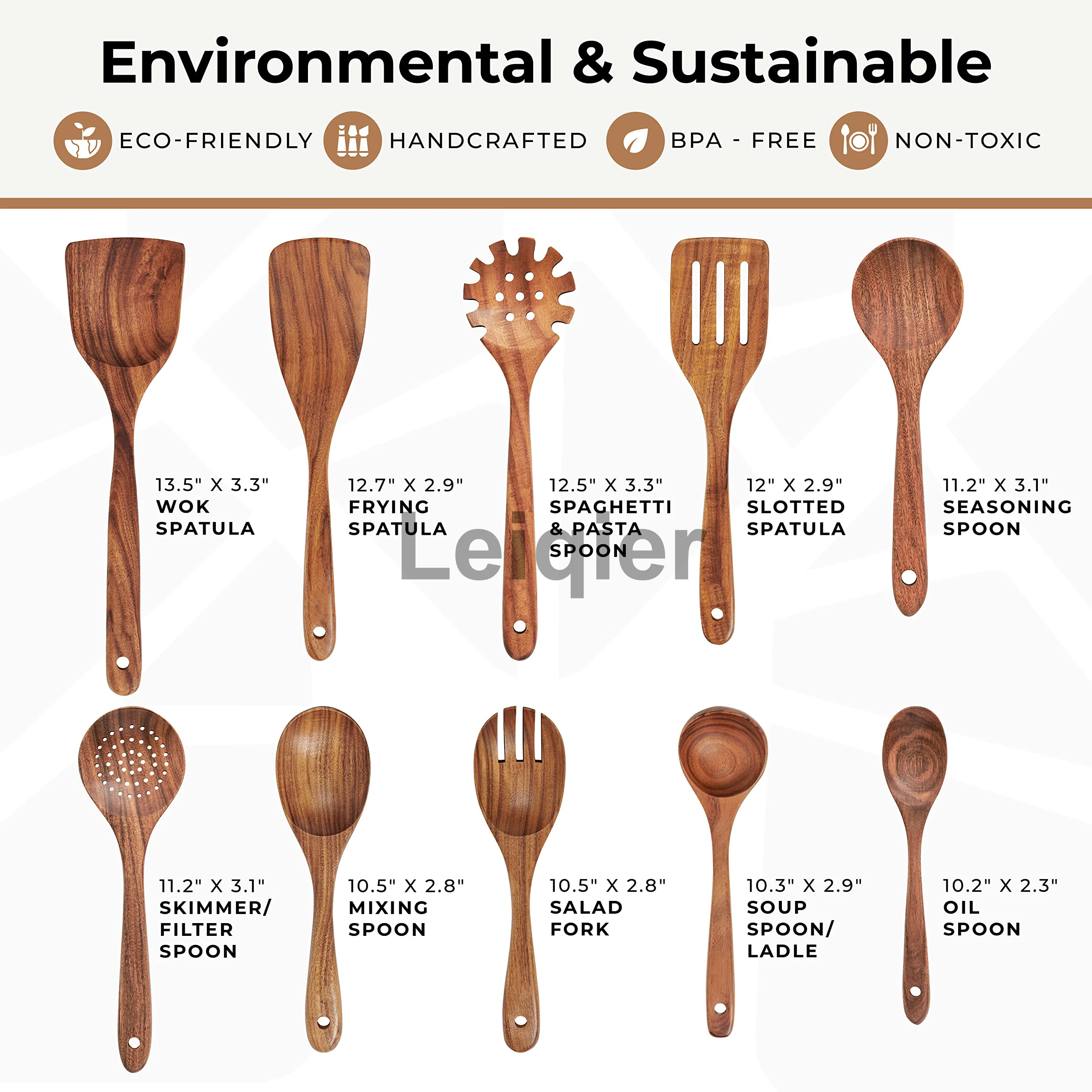 Кухонные принадлежности с логотипом на заказ умные кухонные инструменты деревянная пищевая посуда набор кухонных принадлежностей для сковородок антипригарным