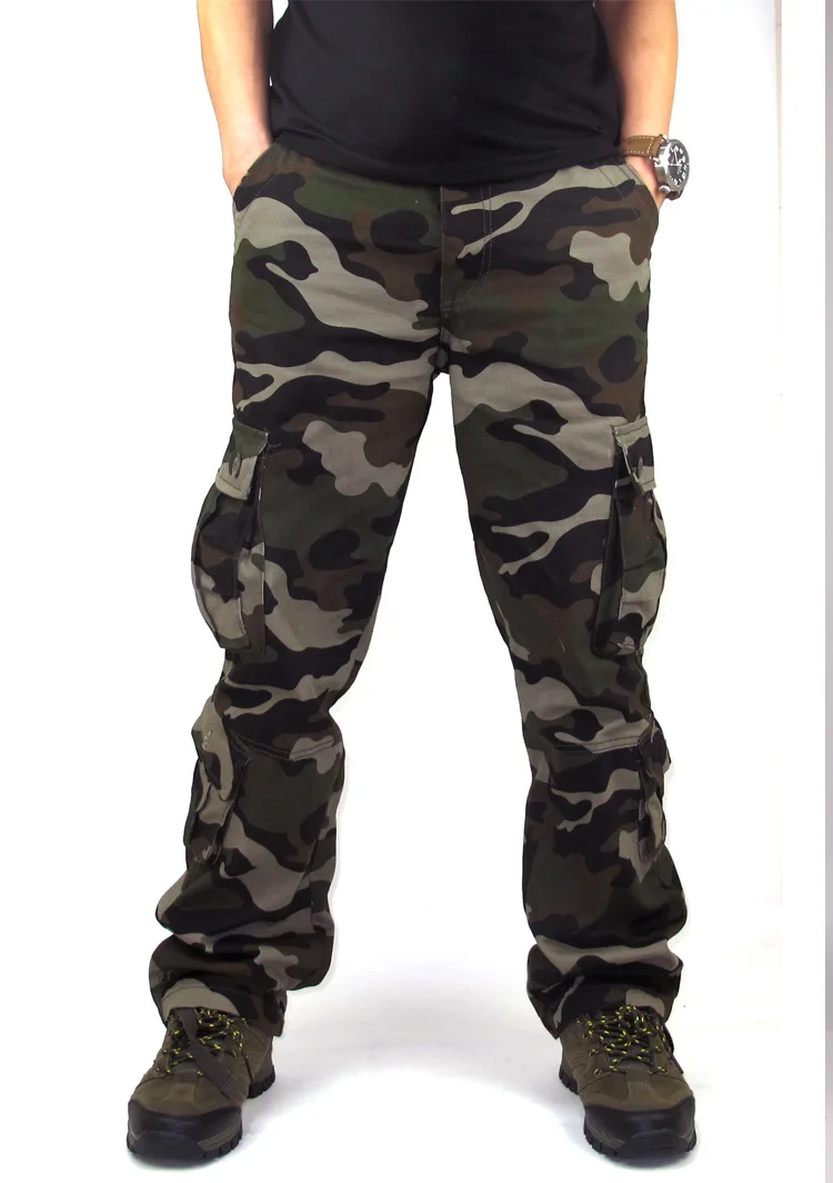Hot Sale Man camouflage Overalls Pants Multi Pockets Breathable Straight Trousers Casual Cargo Pants For Men