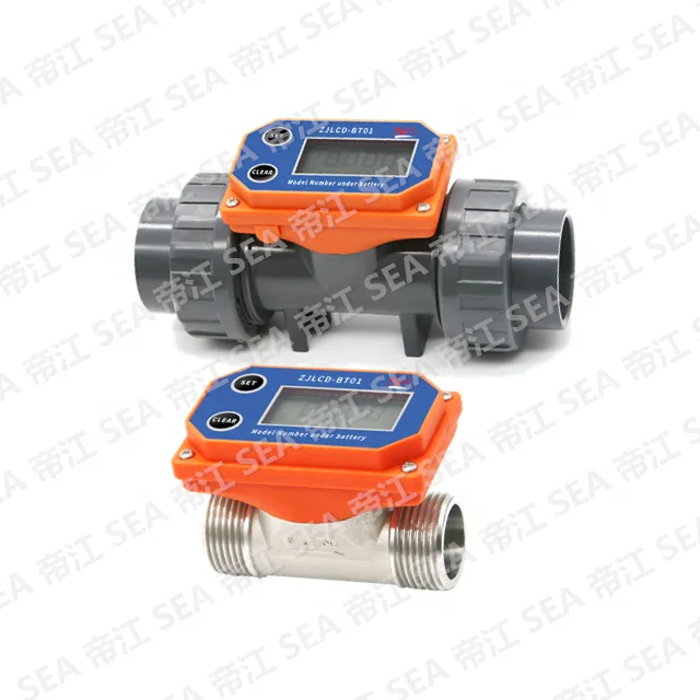 Электронный турбинный расходомер DN25 SUS, 1 дюйм, 20-280 л/мин, цифровой измеритель расхода воды, ЖК-дисплей, питание от аккумулятора