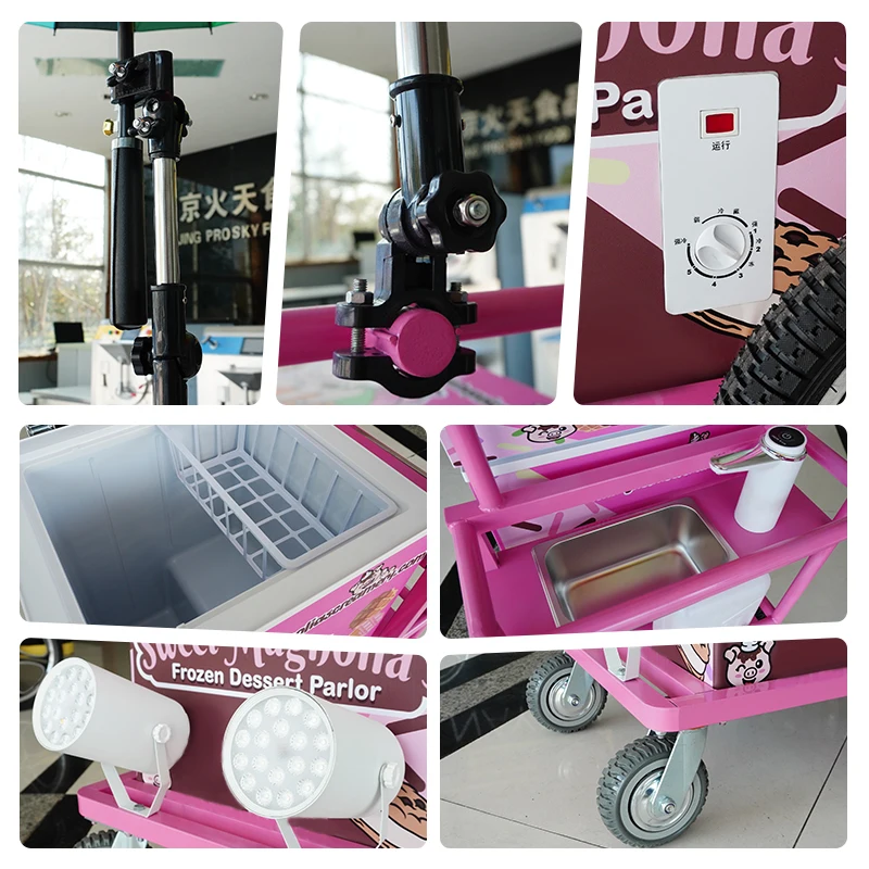 Prosky Electric Ice Cream Cart 3 Wheeler Fast Food Truck Mobile Kitchen Coffee Van Hot Dog ice cream Tricycle Car