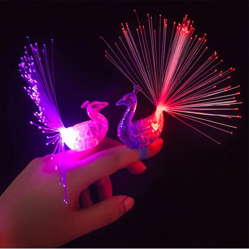 Flashing LED Finger Light with optical fiber finger light ring laser RGB LED party light up finger
