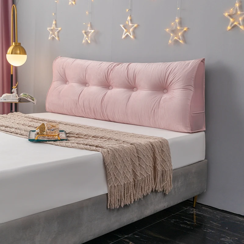 Solid Color 2023 new Dutch velvet curved triangle headboard cushion soft bag Tatami large back cherry blossom powder Pillow Case