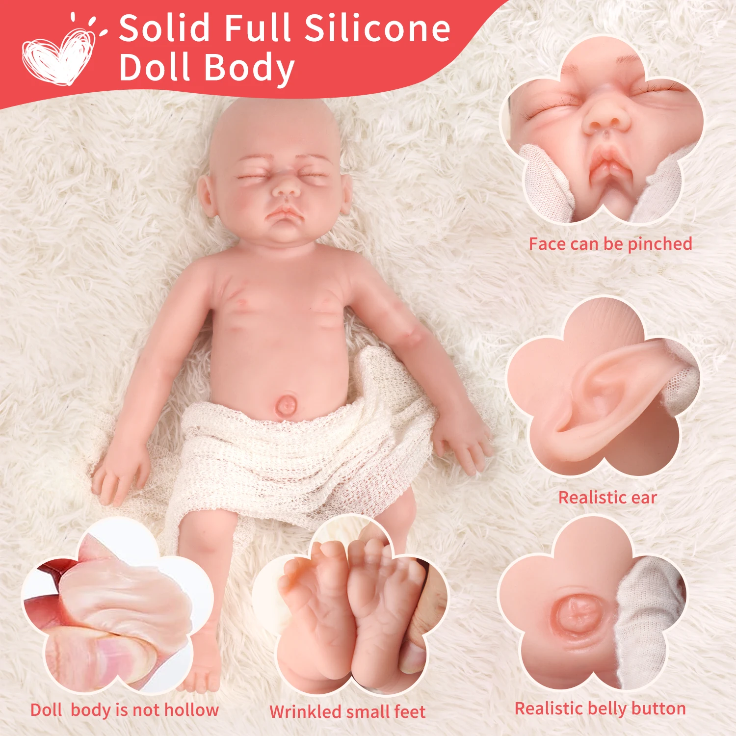 43 CM Realistic Rebirth Doll Girl 17 Inch Full Body Silicone Washable Lifelike Newborn Reborn Baby Dolls