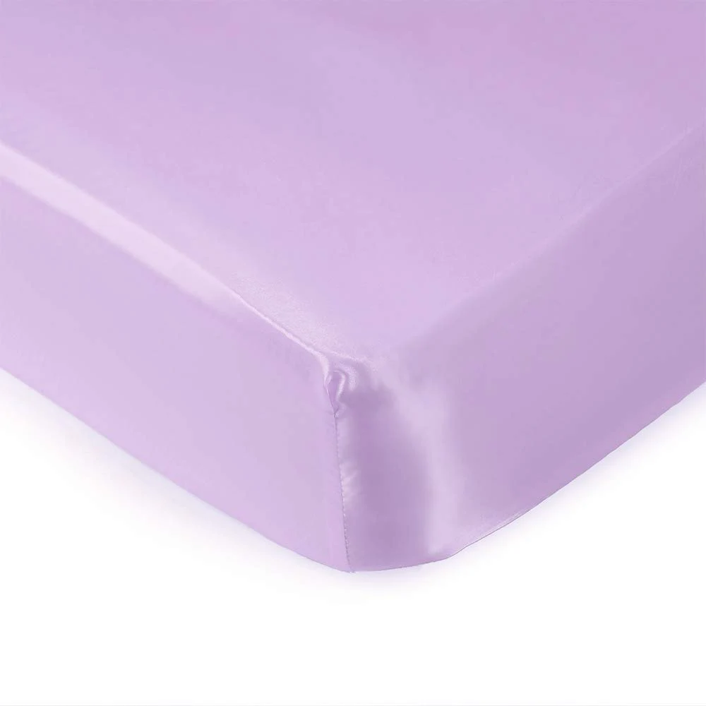 Purple Emulation Silk Stretch Baby Bedding Satin Crib Sheets Soft Sheet