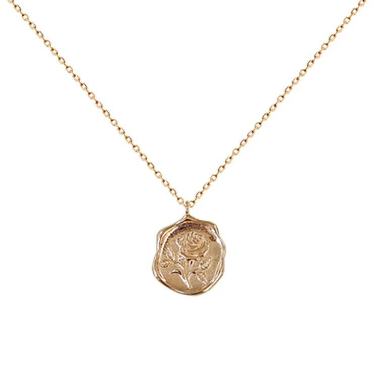 KRs925 sterling silver necklace, light luxury feeling, collarbone chain, gold-plated flower pendant for women