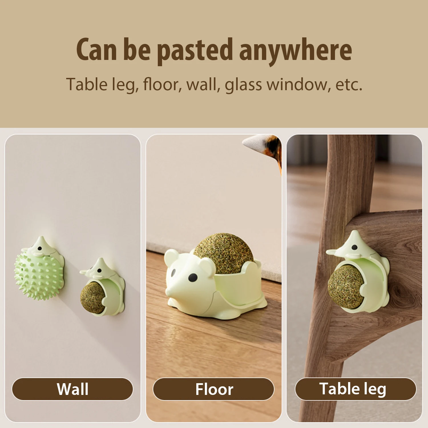 C4P Wholesale dry massage hedgehog Natural Mint Leaf Catnip Balls for Cats Wall Balls  Lollipops Treats Magic Ball for Cat