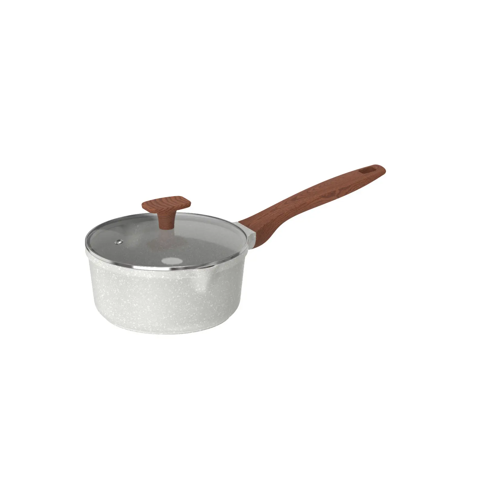 MYH Aluminum Ceramic Marble Coating Frying Pan Saute Pan Cookware With Glass Lid Wooden Bakelite Handle Induction Bottom
