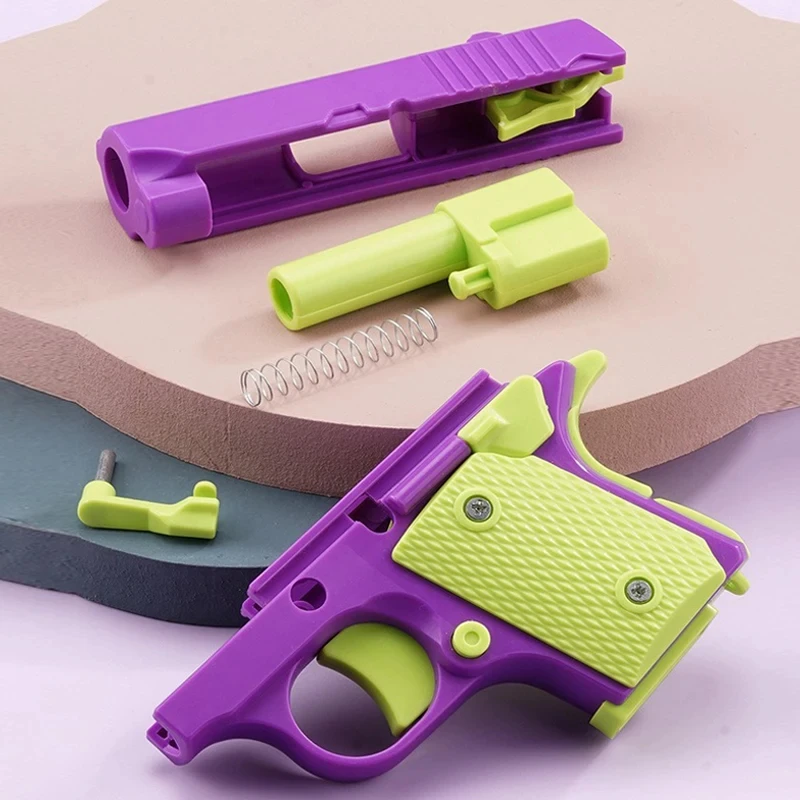 2024 new design 3D printing small stress relief plastic mini safety toy gun 1911 toy Carrot Gun Carrot Knife Toy