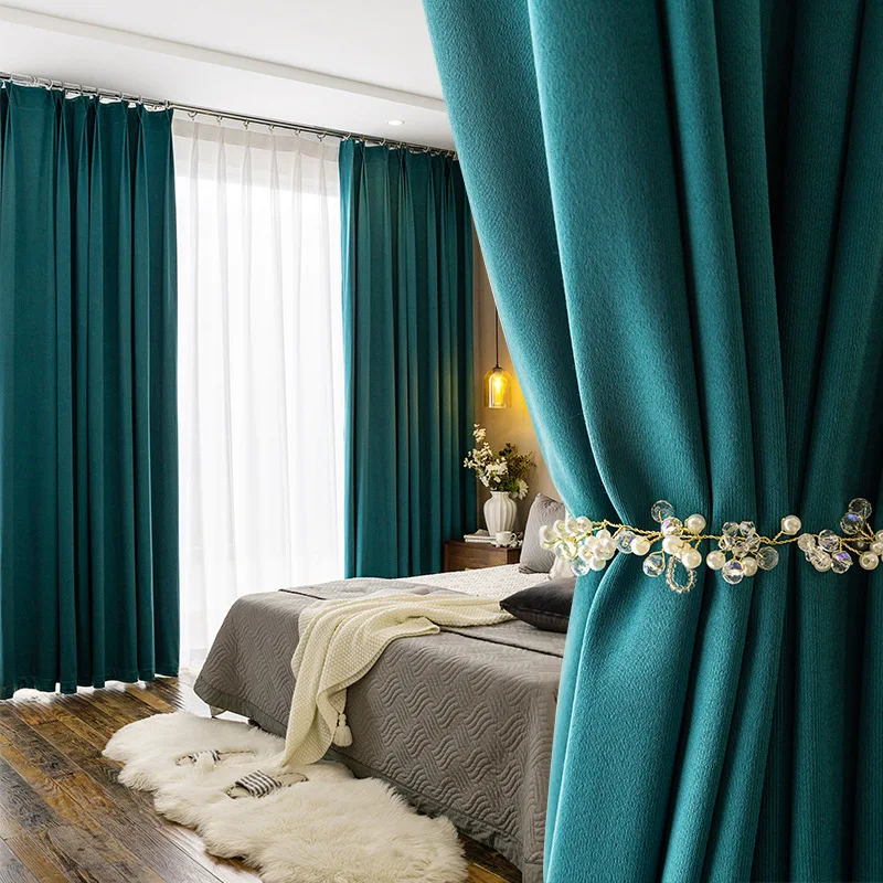 2022 Bedroom 100% Blackout Ready Made Velvet Material Curtains Top Grommet Window Curtain for Living Room
