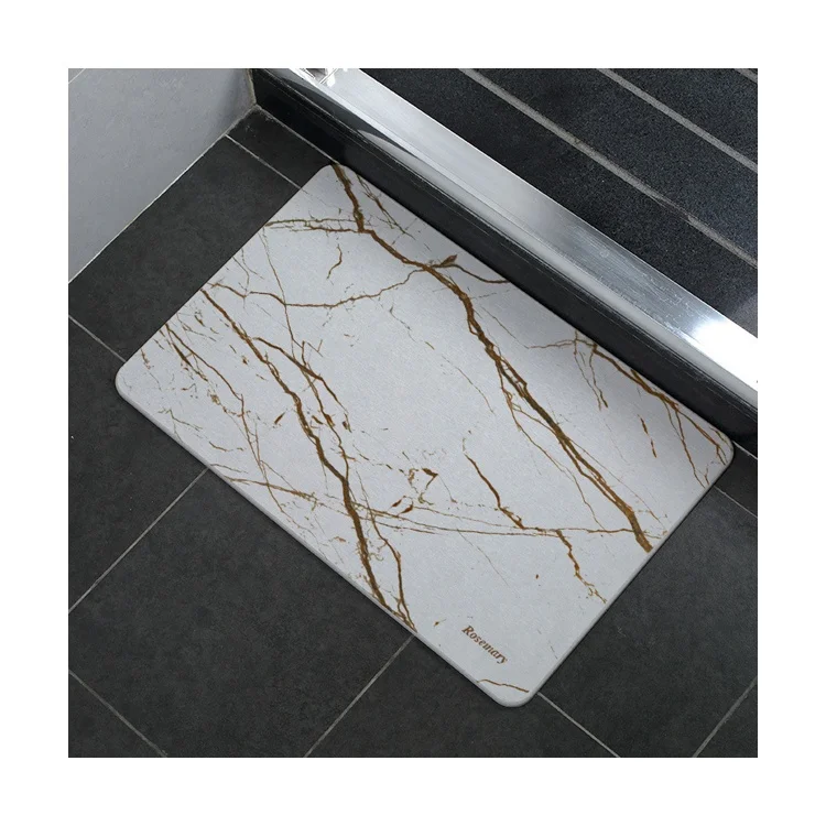 Super Water Absorbent Marble Texture Mat Hard Diatom Mud Diatomaceous Earth Stone Diatomite Bath Mat