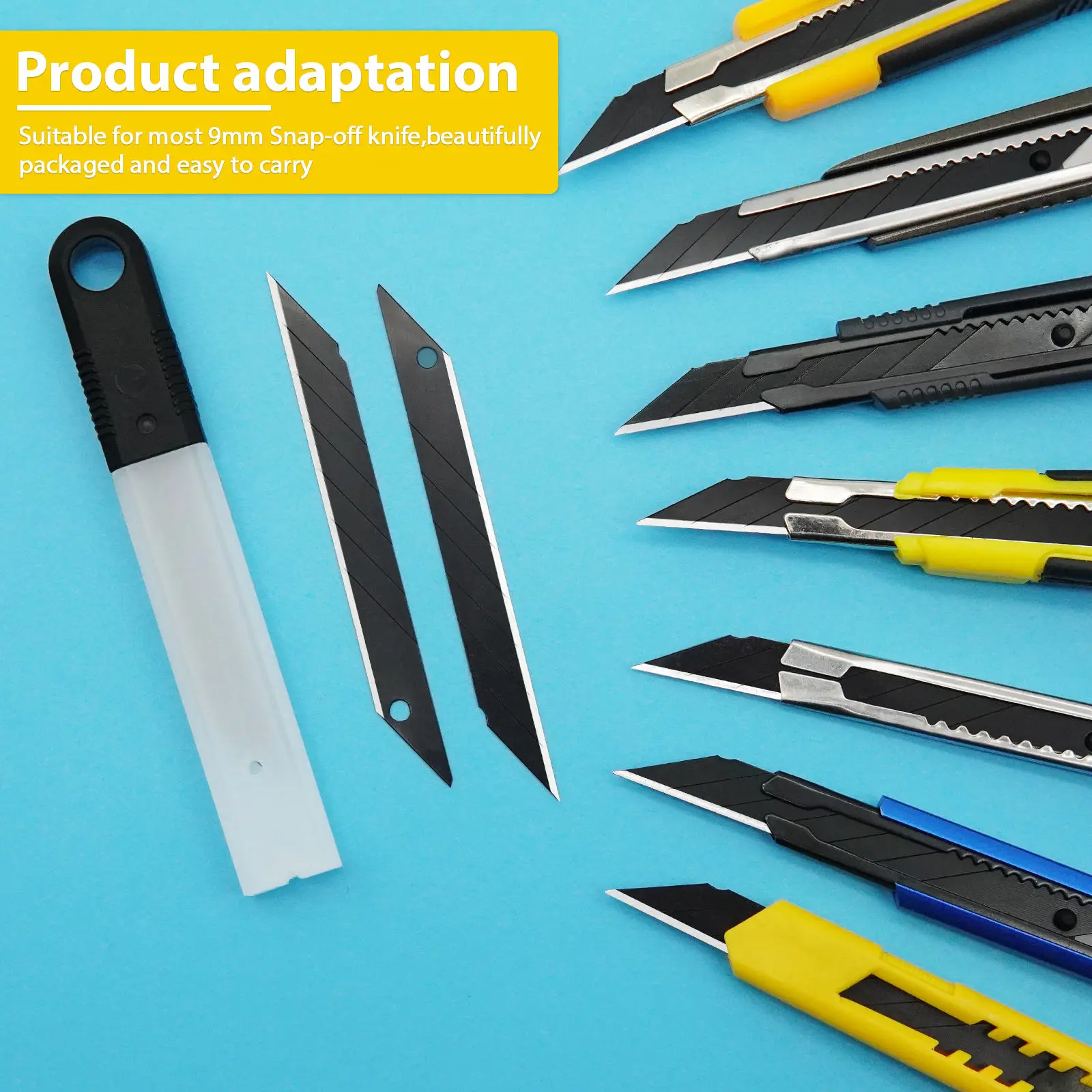 JS Cutter Blades Multi-purpose 0.38mm Utility Blade 9MM Black Color Stationery Knife Replacement