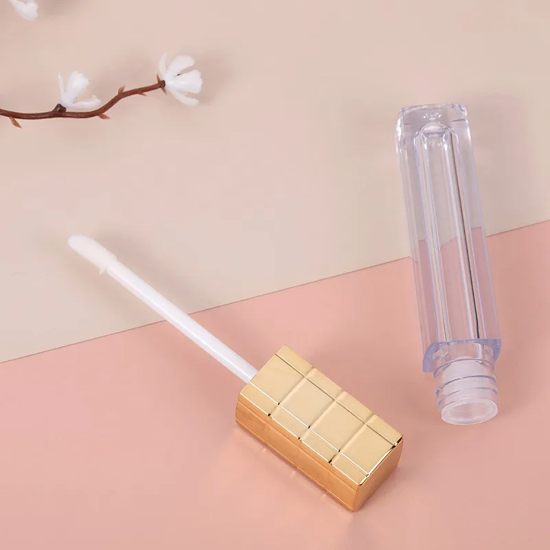 10cm hot selling 5ml square lipstick tubes custom color white rose gold lid empty makeup cosmetics lip gloss tubes