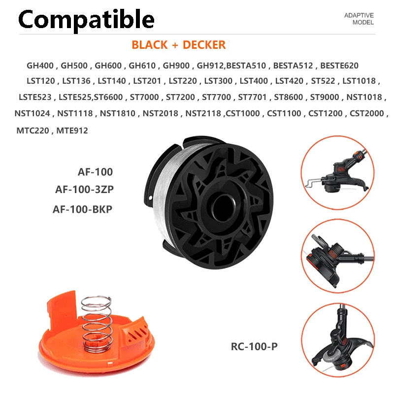 RC-100-P Replacement Spool Cover trimmer spool cap af 100 for black and decker