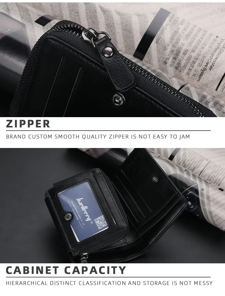 Новый стиль 2019, брендовый вместительный кошелек Baellerry с несколькими отделениями для карт, короткий кошелек на молнии для мужчин, мужской кошелек для мелочи, держатель для карт