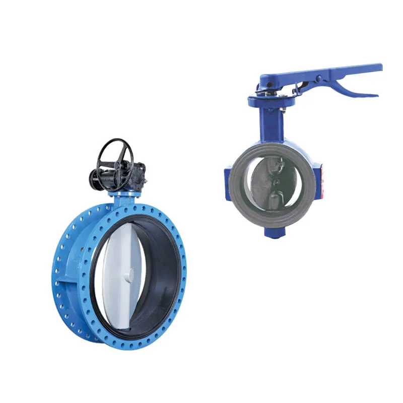High quality water supply ductile iron material double flange butterfly valves with manual control