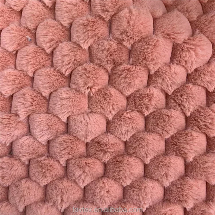 2021 New knit jacquard pineapple faux rabbit fur fabric for toys and garment