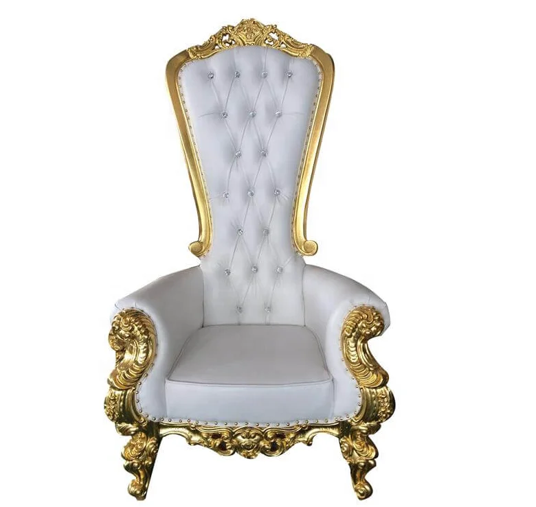 High Quality High Back Gold Color Bride and Bridegroom Wedding Throne Chairs