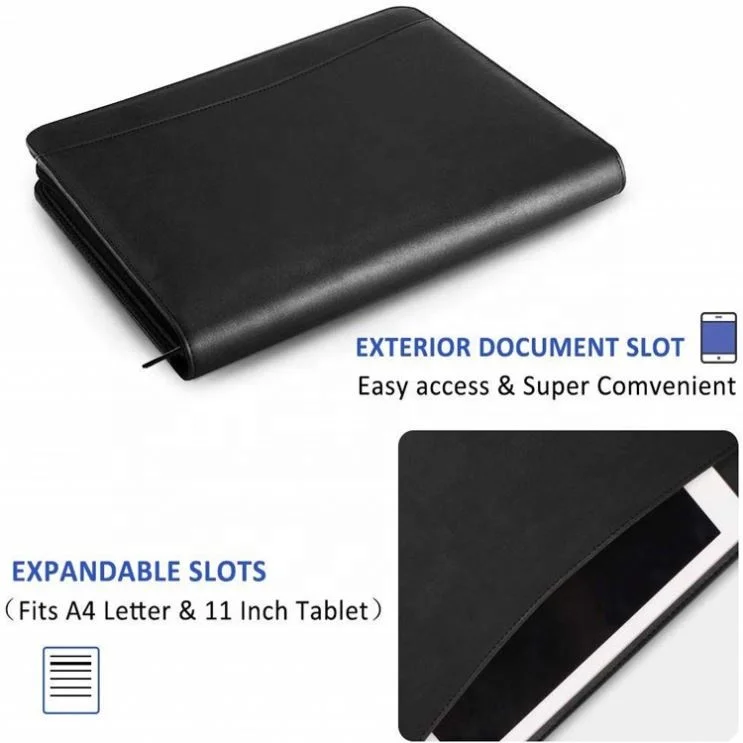 Premium Leather Business Compendium Case Document Organizer Outside Pocket A4 Size Portfolio Briefcase
