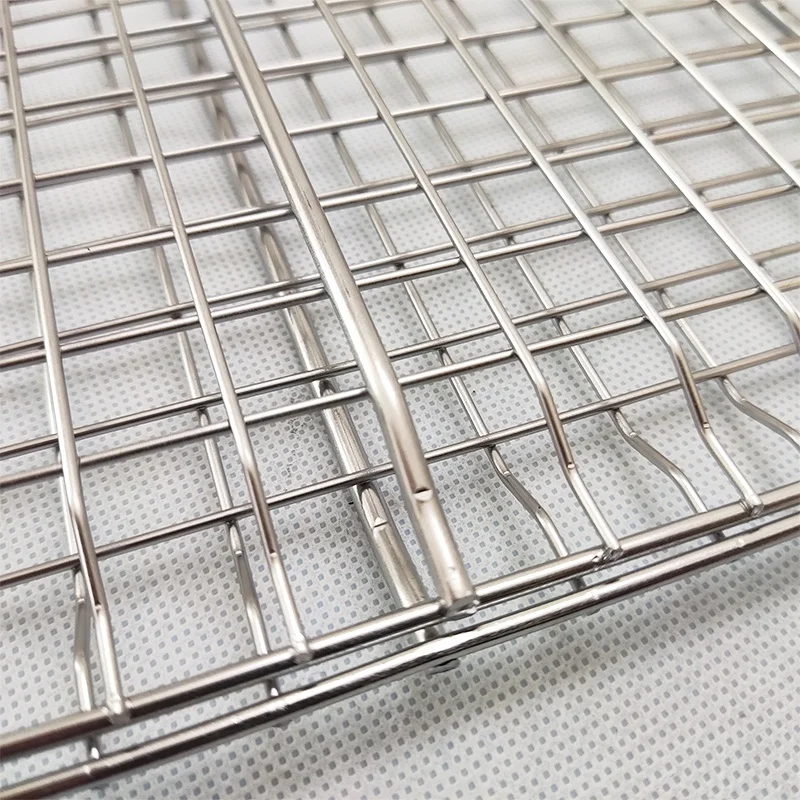 Folding Portable Stainless Steel Bbq Grilling Grill Basket Net For Roasting Meat With Wooden Handle