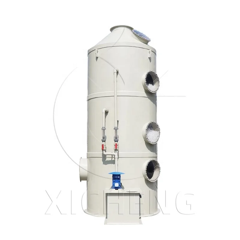 Industrial flue gas treatment and denitrification packed vertical wet scrubber system