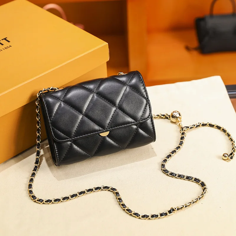 2021 trend plaid crossbody shoulder bag female chain flap portable PU small square bag
