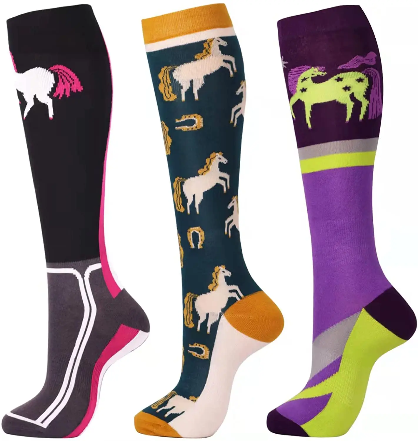 Custom logo knee high sport equestrian compression socks copper compression socks 20-30 mmhg custom