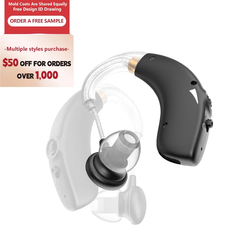 Analog Wireless Ear Deaf Adjustable BTE Medical Rechargeable Hearing Aids For Seniors Hearing Loss